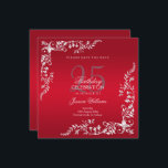 Reserva La Fecha Decoración roja rubí 25 cumpleaños<br><div class="desc">Elegante y elegante fiesta de cumpleaños número 25, salve la fecha. Hermosos y elegantes remolinos de color rojo rubí y floridos decoraciones de esquina en un fondo de color a juego con el bonito. Diseño romántico, elegante y muy elegante, adecuado para cualquier evento. Todo el texto es totalmente personalizable para...</div>