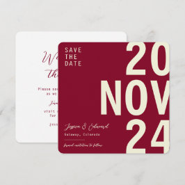 Reserva La Fecha Deep Burgundy Wine Beige Minimal Elegante Moderno