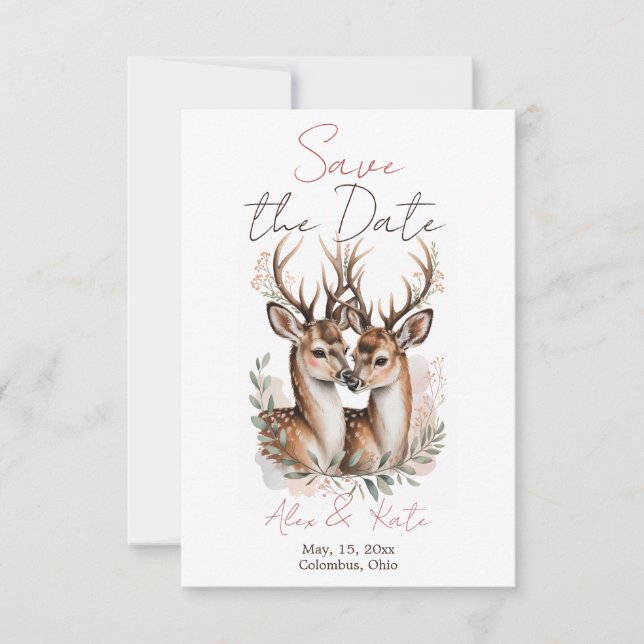 Reserva La Fecha Deer Wedding Save the Date Announcement (Anverso)