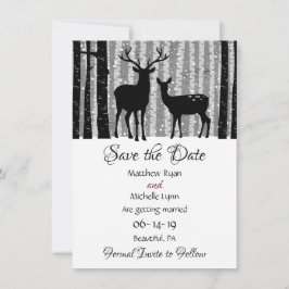 Reserva La Fecha Deer y árboles Boda de Woodland invernal rústico