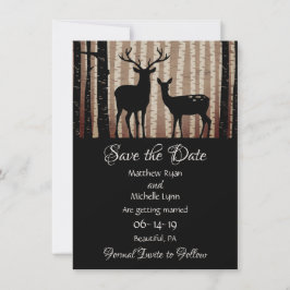 Reserva La Fecha Deer y árboles Boda de Woodland Otumn