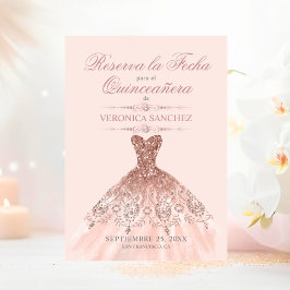 Reserva la fecha del vestido rosa quinceañera