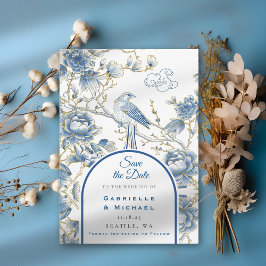 Reserva La Fecha Delft Blue White Chinoiserie Porcelana Bird