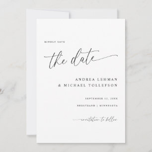 Reserva La Fecha Delicada caligrafía Boda simple moderno