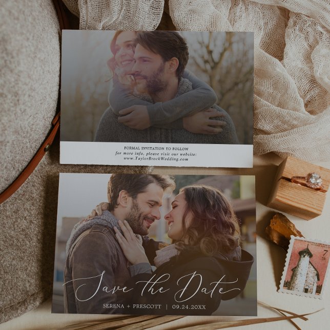 Reserva La Fecha Delicada caligrafía horizontal sombra de foto oscu (Subido por el creador)