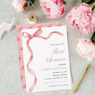 Reserva La Fecha Delicada cinta rosada con Baby Shower Chica modern