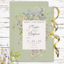 Reserva La Fecha Delicado Boda Verde Boho Wildflowers