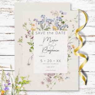 Reserva La Fecha Delicado Boho Wildflowers Cream Boda