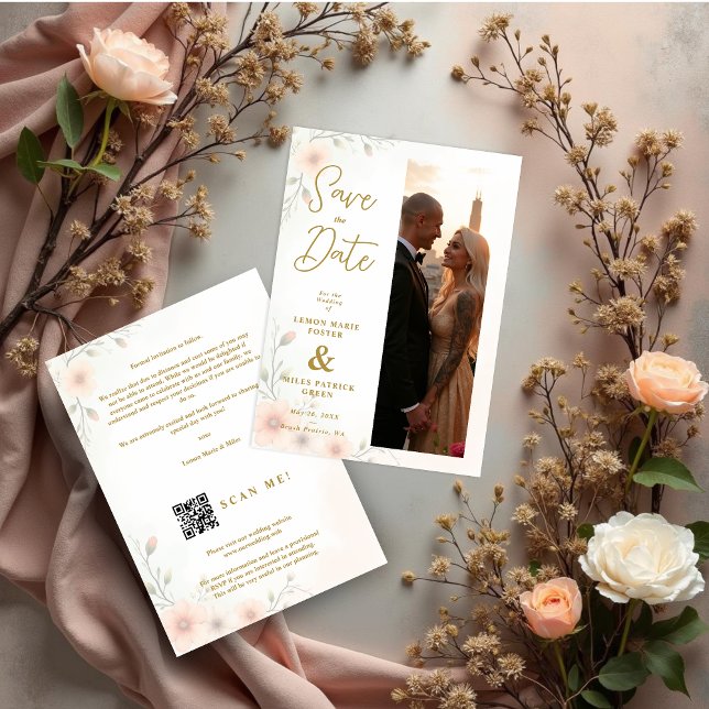 Reserva La Fecha Delicate & Exquisite Romantic Pastel Wedding (Delicate & Exquisite Romantic Pastel Colors Wedding Save the Date Cards with Original Vertical Photo)