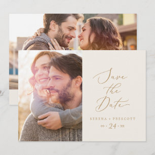 Reserva La Fecha Delicate Gold y Cream Photo Save the Date