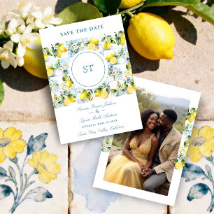 Reserva La Fecha Delicate Lemon Branch and Flowers Tiles Wedding