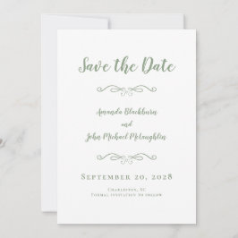 Reserva La Fecha Delicate Sage Green Script Romantic Calligraphy