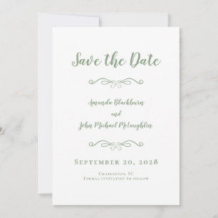 Reserva La Fecha Delicate Sage Green Script Romantic Calligraphy