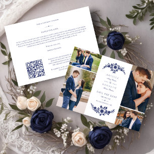 Reserva La Fecha Delicate White & Gold 4 Photos Collage Wedding