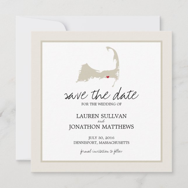 Reserva La Fecha Dennisport Cape Cod Wedding Save the Date (Anverso)