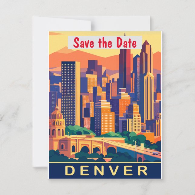 Reserva La Fecha Denver, City Skyline, Colorado (Anverso)