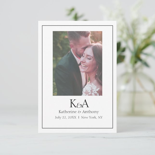 Reserva La Fecha Depósito de fotos de serie cursiva sofisticado bla (Anverso de pie)