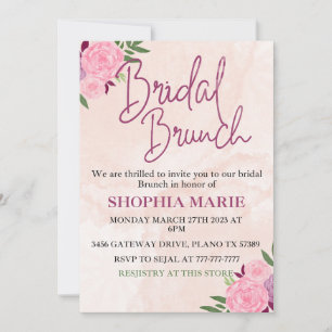 Reserva La Fecha Desayuno Bridal Rosa Moderno Acuarela Floral