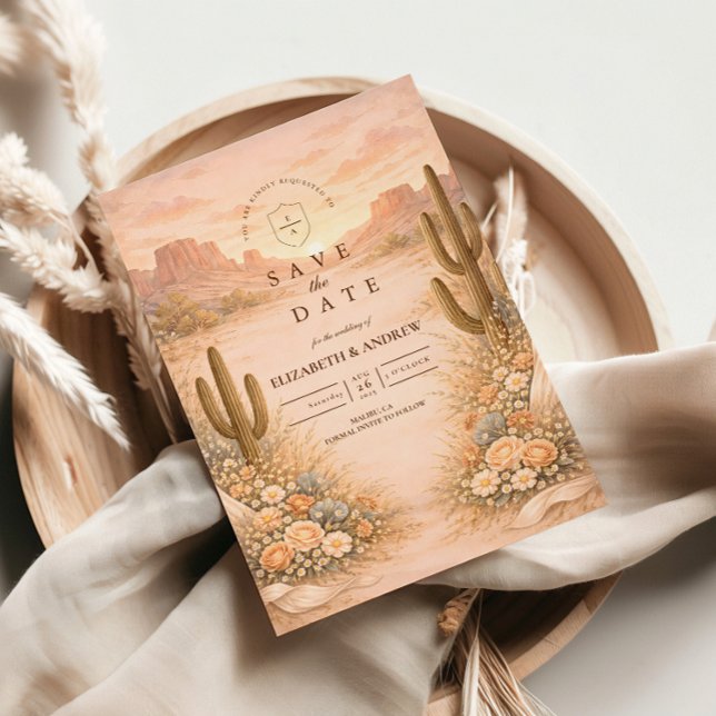 Reserva La Fecha Desert Blush Cactus Landscape Wedding (Subido por el creador)