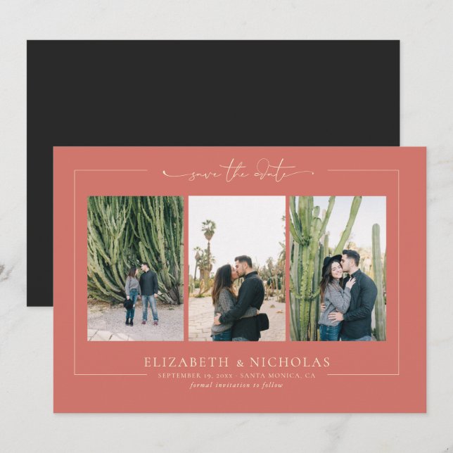 Reserva La Fecha Desierto moderno de Boho | 3 Foto Guardar la fecha (Anverso / Reverso)