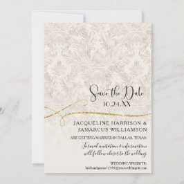 Reserva La Fecha Deslizador dorado Damask Ivory Gold Save the Date