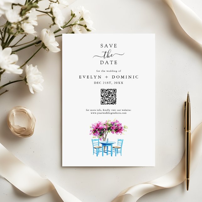 Reserva La Fecha Destination Wedding Modern Bougainvillea QR Code (Subido por el creador)