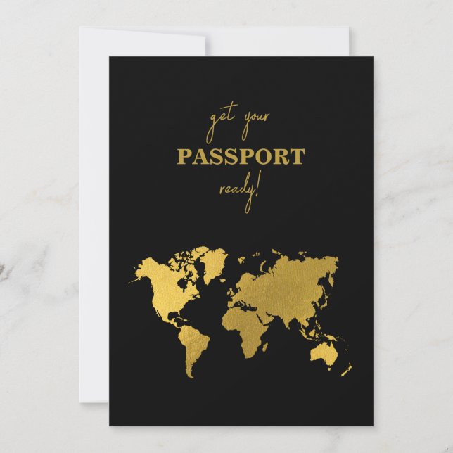 Reserva La Fecha Destination Wedding World Passport Black Gold (Anverso)