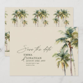 Reserva La Fecha Destino de Boda Elegante con Palmeras en la Costa