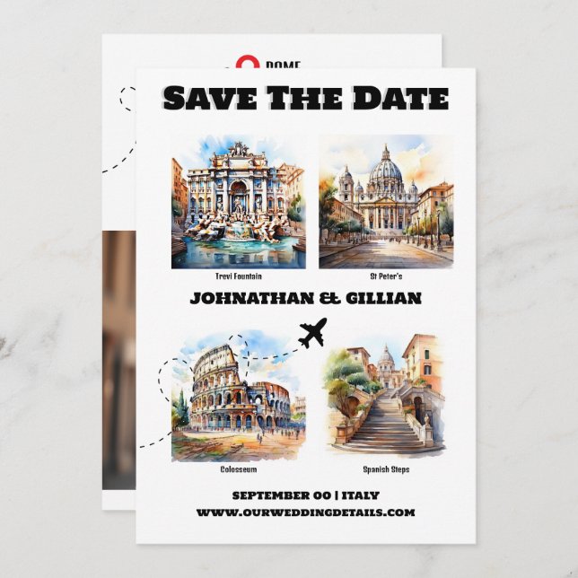Reserva La Fecha Destino de Roma Atracciones turísticas (Anverso / Reverso)