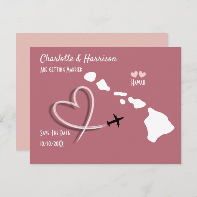 Reserva La Fecha Destinos de Bodas Hawaii Save The Date (Anverso / Reverso)