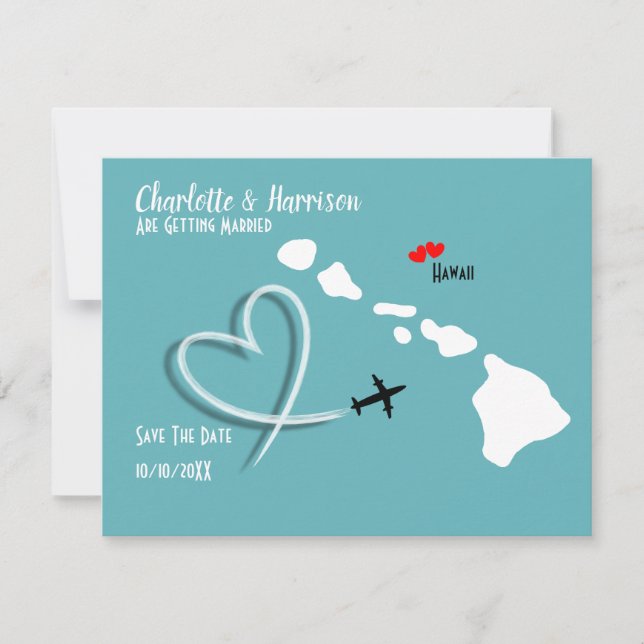 Reserva La Fecha Destinos de Bodas Hawaii Save The Date (Anverso)