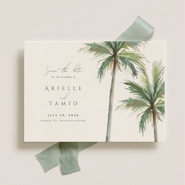 Reserva La Fecha Devonport Palm de acuarela moderna salva la fecha (Subido por el creador)