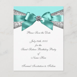 Reserva La Fecha Diamantes Blancos Azul Teal Save the Date