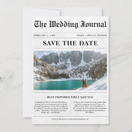Reserva La Fecha Diario de Boda de periódico fotográfico clásico de