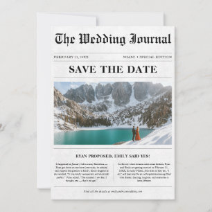 Reserva La Fecha Diario de Boda de periódico fotográfico clásico de
