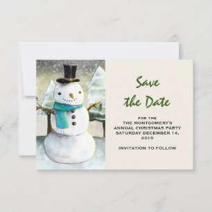 Reserva La Fecha Dibujo de Navidades de la escena invernal de Snowm