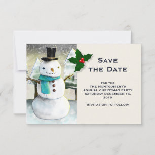 Reserva La Fecha Dibujo de Navidades de la escena invernal de Snowm