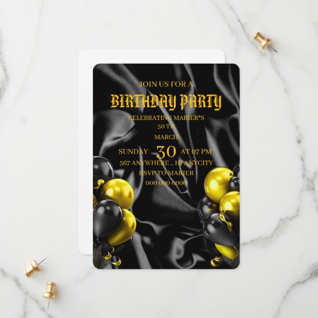 Reserva La Fecha Digital Birthday Dinner Invitation Template, Black (Anverso/Reverso In Situ)