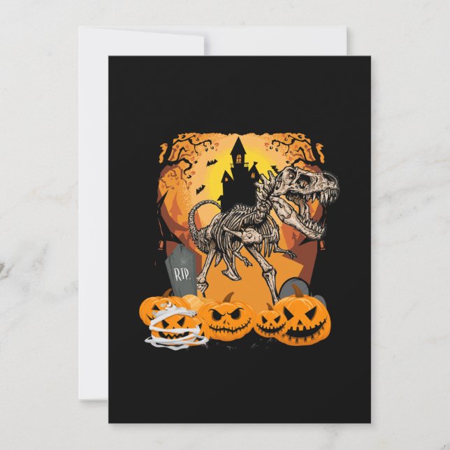 Reserva La Fecha Dinosaur T-rex Skeleton Pumpkin With Moon (Anverso)