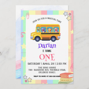 Reserva La Fecha Dinosaurio divertido de vuelta a la escuela Bus Ra