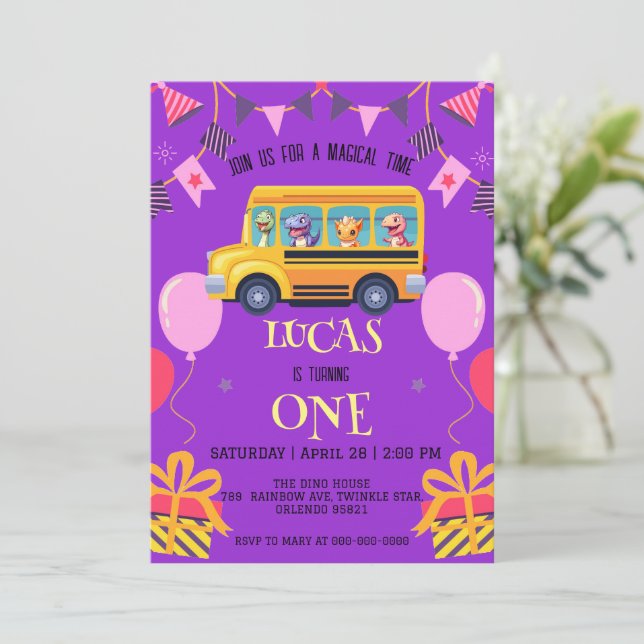 Reserva La Fecha Dinosaurio divertido de vuelta a la escuela niño n (Anverso de pie)