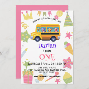 Reserva La Fecha Dinosaurio divertido de vuelta a la tarta de autob