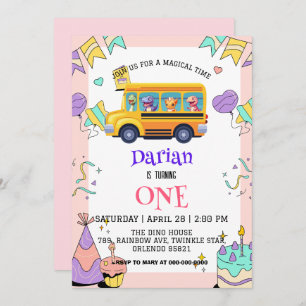 Reserva La Fecha Dinosaurio divertido de vuelta a la tarta de autob