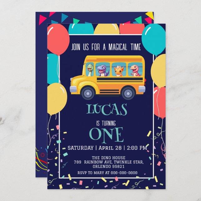 Reserva La Fecha Dinosaurio gracioso de vuelta a la escuela niño de (Anverso / Reverso)