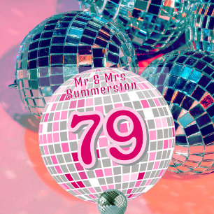 Reserva La Fecha Disco Ball número de mesa personalizado rosa y roj