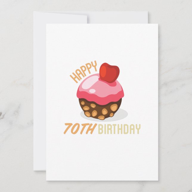 Reserva La Fecha Diseño de 70 años lindo con pastel de chocolate (Anverso)