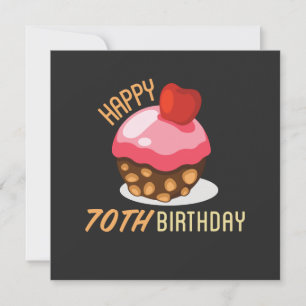 Reserva La Fecha Diseño de 70 años lindo con pastel de chocolate