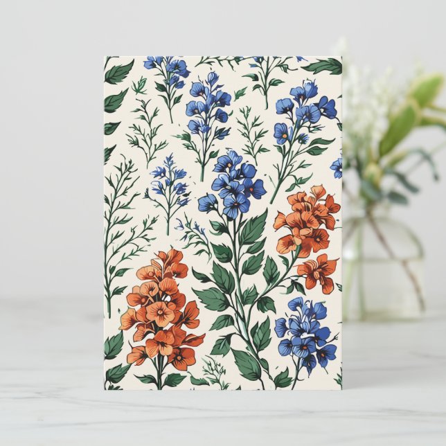 Reserva La Fecha Diseño de flores de delfinio, Elegancia botánica (Anverso de pie)