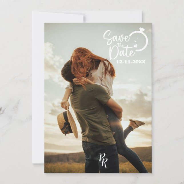 Reserva La Fecha Diseño de Foto Completa con Letra Moderna (Anverso)
