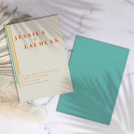 Reserva La Fecha Diseño de Moda retro con Boda de franjas coloridas
